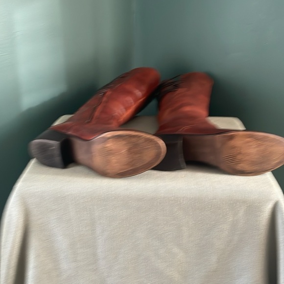 Brown distressed Leather Knee-High Boots lace up back Steve Madden - Picture 6 of 8